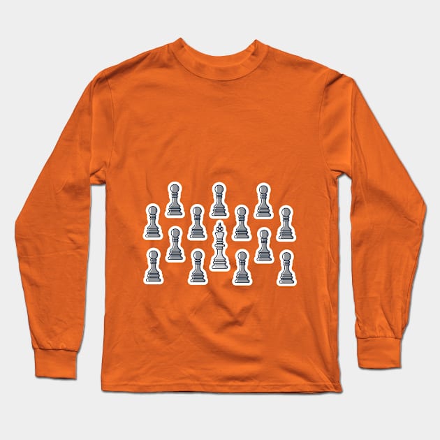 Chess Leader King Pattern Sticker style vector illustration. Sport board game object icon concept. Stand out, different and unique concept, business idea. Long Sleeve T-Shirt by AlviStudio